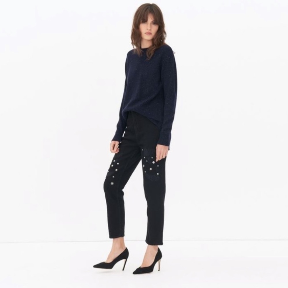 Sandro straight leg mom jeans with stud details